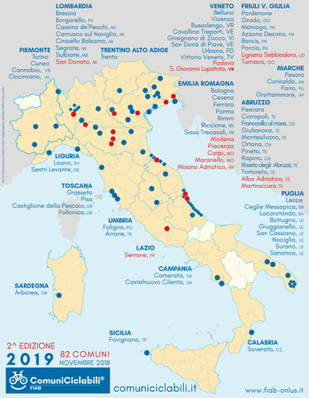 Fiab Comuni Ciclabili2019 Mappa 2^Edizione 21nov2018